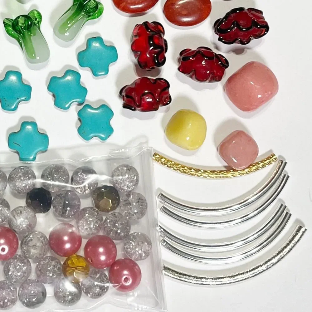VTG - Now Lot Colorful Beads Glass Metal Stone Eclectic Variety Jewelry Making